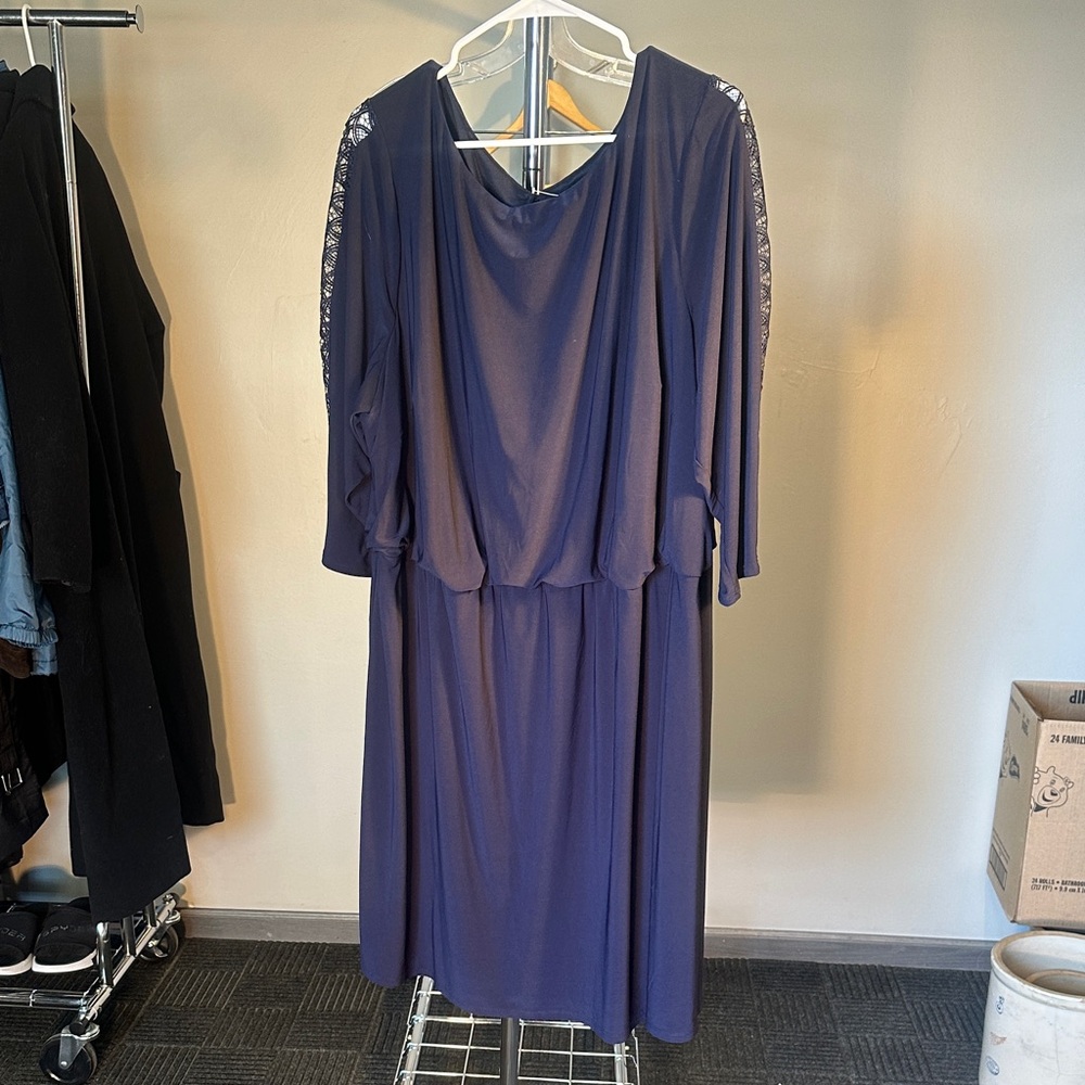 Jessica Howard Elegant Long Sleeve Blue Dress